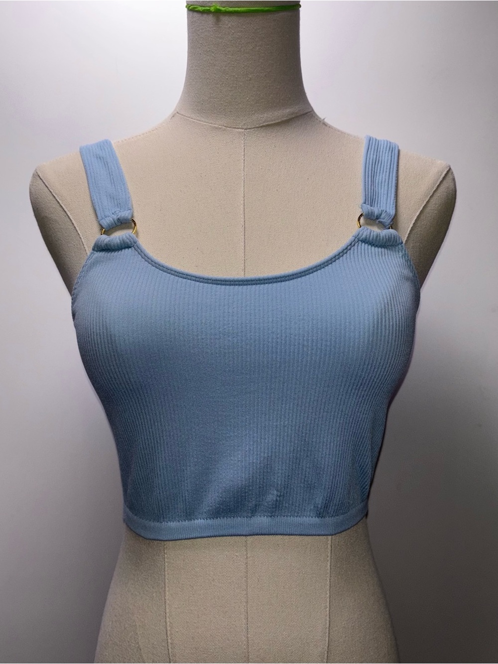 aerie Light Blue Ribbed Crop Tank Top Size M